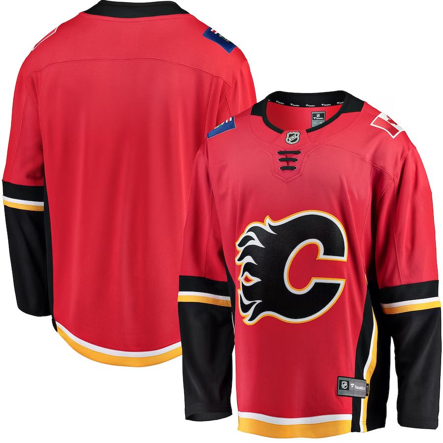 Men Calgary Flames Fanatics Branded Red Black Premier Breakaway Alternate NHL Jersey->calgary flames->NHL Jersey